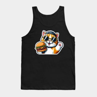 Cool Tabby Exotic Shorthair Cat Hamburger Greetings Tank Top